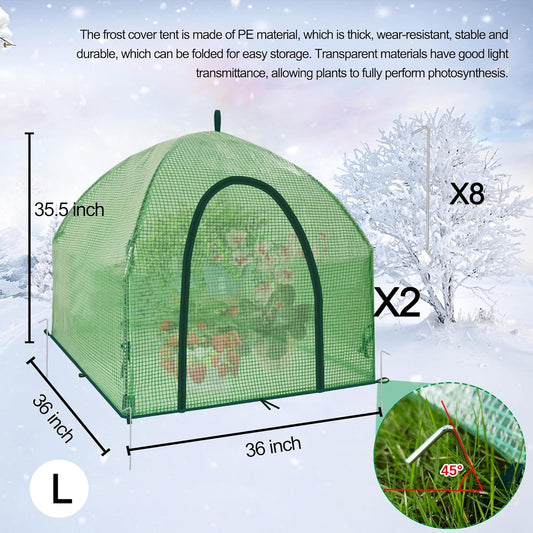 36″*36″*35.5″ Winter Plant Warm Covers - Raised Bed Cover, Garden Row Accelerator, Warm Tent Freeze Protection Humidity Domes for Germination, Seedling Propagation Protecting Plants from Animals 2 PCS