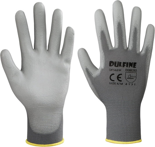 Safety Work Gloves for Men PU Coated 60 Pairs Bulk Pack,Grey Seamless Knit Glove with thin Polyurethane Coated Smooth Grip on Palm & Fingers, for Men and Women, Ideal for General Duty Work (XX-Large)