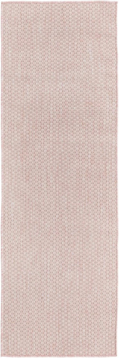 Unique Loom Collection Casual Transitional Solid Heathered Indoor/Outdoor Flatweave Area Rug (2' x 6' 1" Runner, Whisper Pink/Ivory)