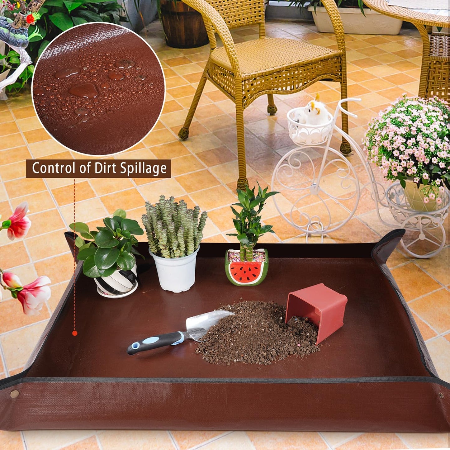 39.5"x 39.5" Extra Large Potting Mat for Indoor Plants Transplanting and Potting Soil Control-Gardening Gifts for Plant Lovers