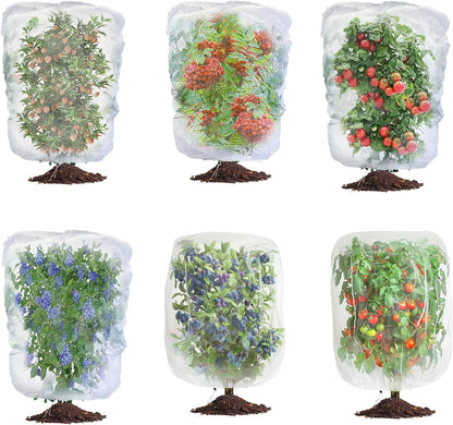 Garden Mesh Netting with Drawstring,Plants Cover Protection from Anti Birds,Bugs,Cicadas,and Insects-Pest Barrier Bag for Blueberry Bushes,Citrus,Tomatoes,Vegetables,Fruit Tree and Orange