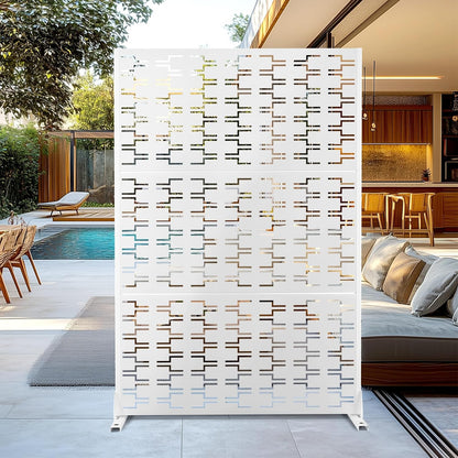 Outdoor Privacy Screen,72" H×47" W Metal Privacy Screen, Freestanding Privacy Fence Panels for Patio