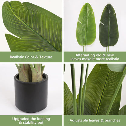 Artificial Tree 6.6Ft Silk Bird of Paradise Large Big Fake Potted Plants Tall Faux Silk Floor Plants for Home Living Room Bedroom Office Decor Indoor Outdoor…