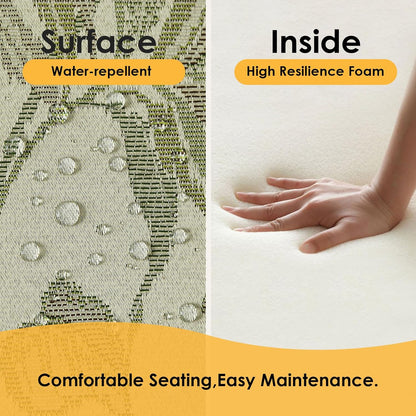 Outdoor Square Corner Seat Cushion, 19"x19"x3", Set of 4, Non Slip Seat Cushion Pads with Removable Cover for Patio Furniture, Garden Yard Lawn, Dark Green Vine