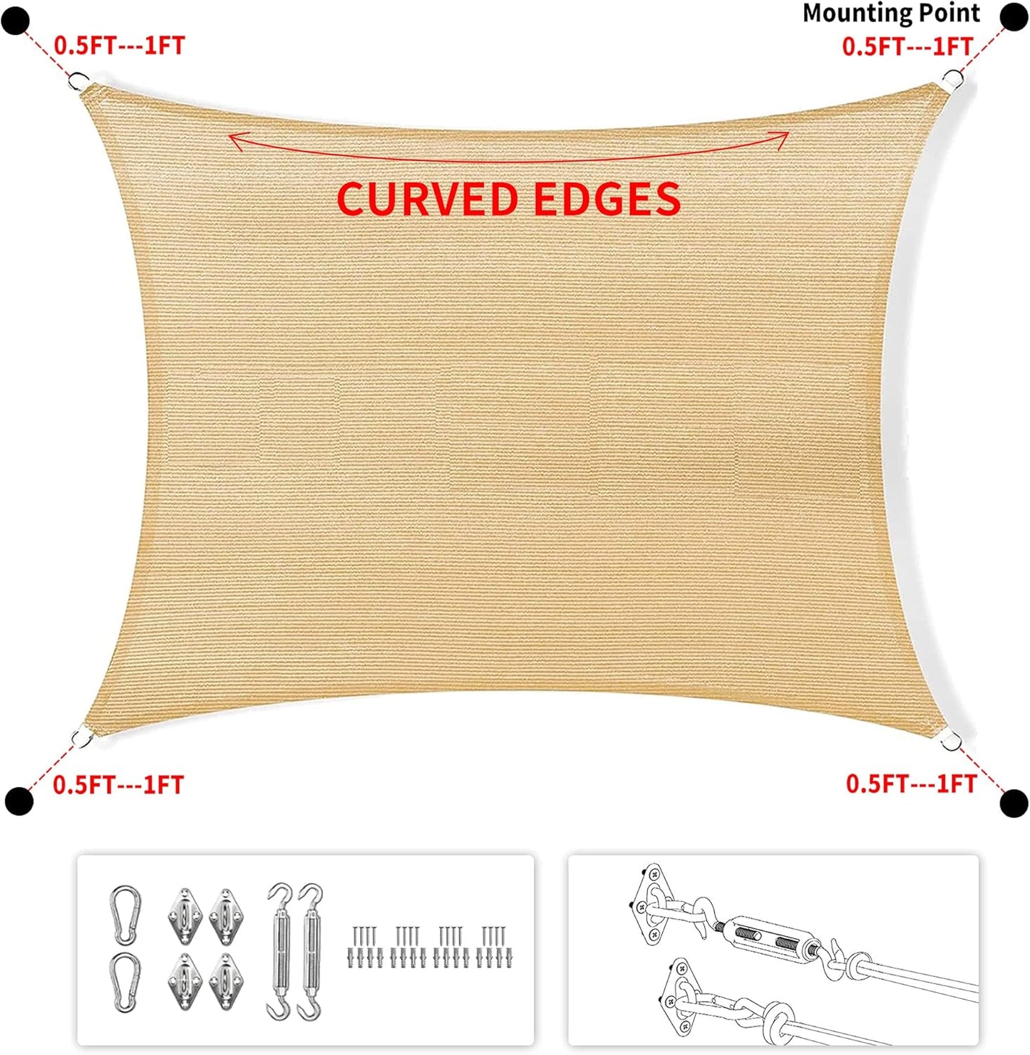 5' x 10' Turquoise Rectangle Sun Shade Sail SSP1212 Canopy Durable Fabric UV Block Awning,We Make Custom Orders