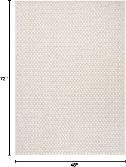 Easy Jute Rug 4x6 Indoor Outdoor Natural Rugs Solid Fiber Rug Woven Area Rug Boho Easy Clean Inside Carpet for Living Room Bedroom Dining Room Hallway or Outdoor Patio Porch (4 X 6 Bone)
