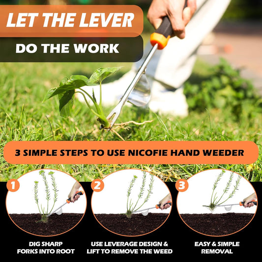 2025 Hand Weeder Tool, Rubber Handle Manual Weeder Puller Tool, Uprooting Weeding Tools, Crack Weeder Crevice, 4 Teeth Weeding Tool, Weeding Artifact Tool for Gardening (2 Pcs)