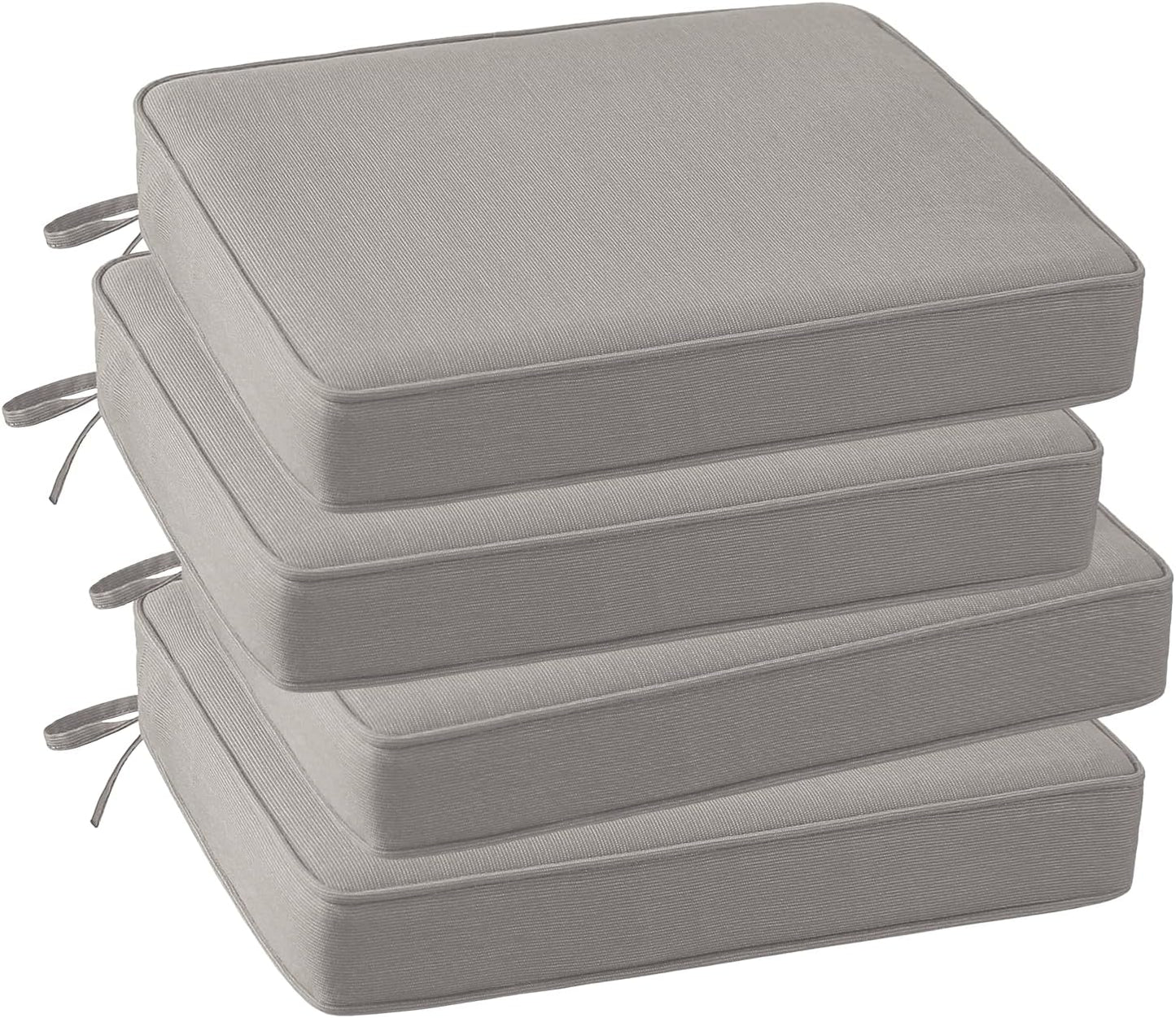 Outdoor Sunbrella Square Corner Seat Cushion, 19"x19"x3", Set of 4, Non Slip Outdoor Seat Cushion Pads with Removable Cover for Patio Furniture, Garden Yard Lawn, Specrtum Pebble