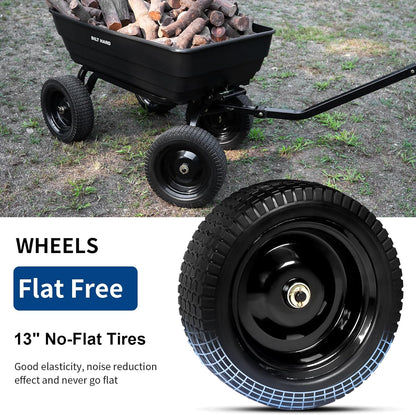 BILT HARD 1200 lbs Poly Garden Dump Cart with No Flat Tires, Quick Release, 2-in-1 Convertible Handle, 7 Cu Ft Dump Wagon Heavy Duty for Yard, Outdoor