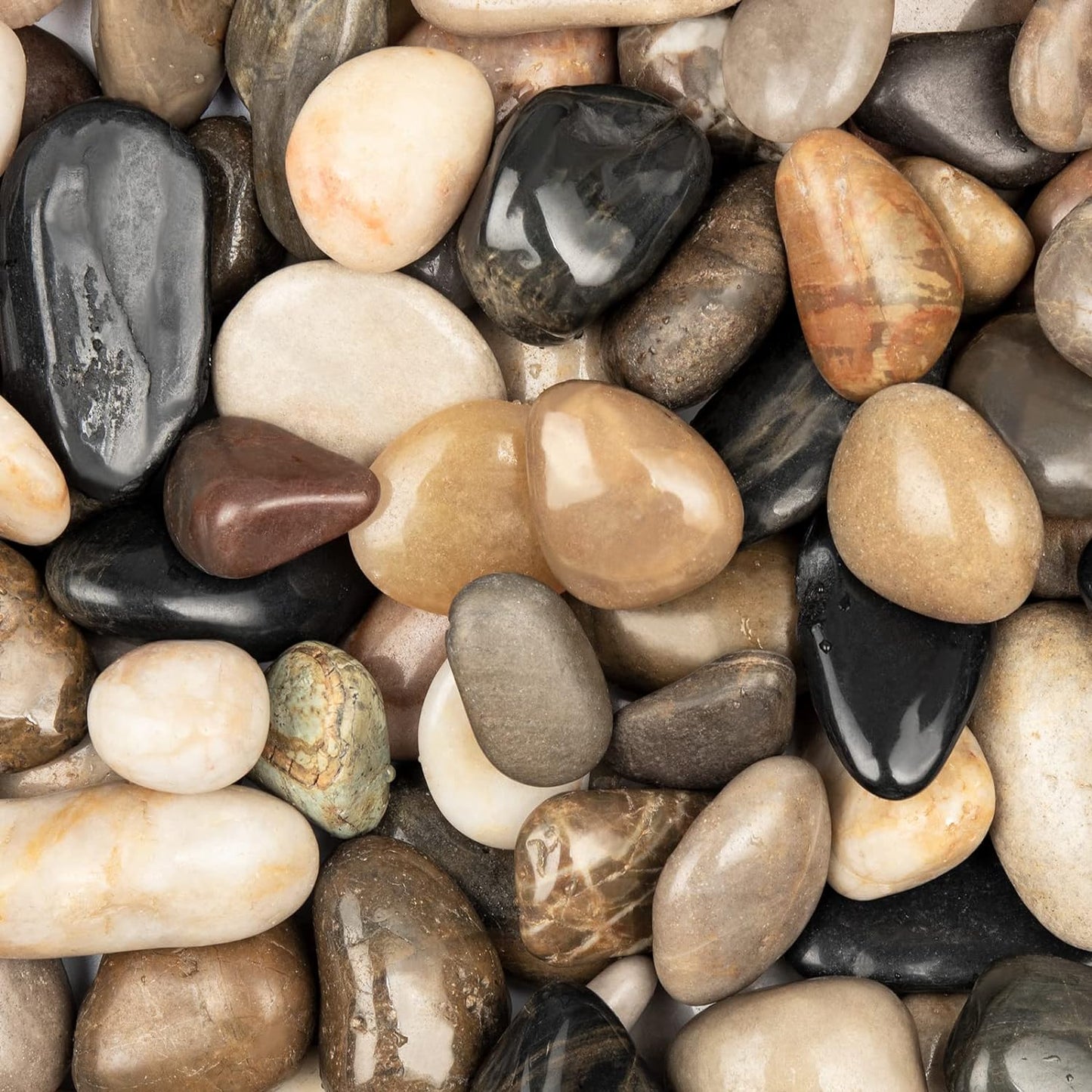11lbs Mix Natural River Rocks, High-Polished Pebbles for Plants Garden, 1-2 inch Decorative Mix Stones, Ideal for Fish Tank, Vases, Crafting, Home Decor and Garden Landscaping Rocks,Mix