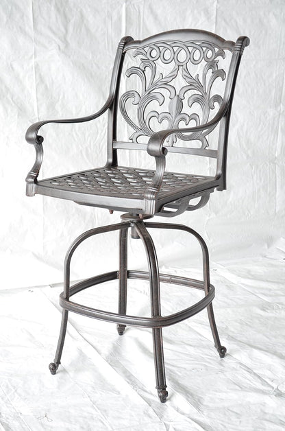 PatioLand Mandalay Patio Cast Aluminum 5pc Party Bar with Half Moon Bar Table - Antique Bronze