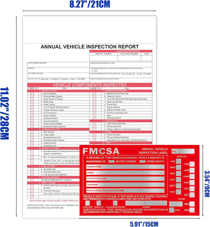Annual Vehicle Inspection Report (30Pc Red 2+3-Ply Carbonless)
