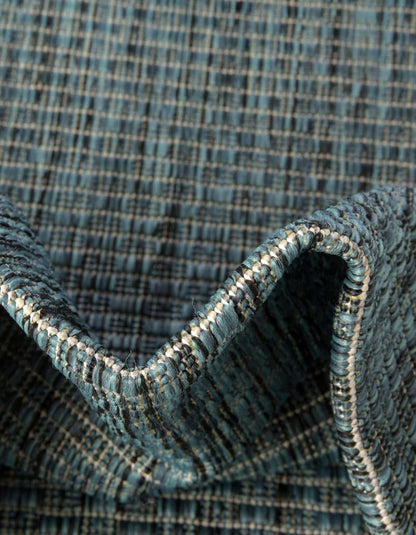 Unique Loom Outdoor Solid Collection Area Rug (4' 1" x 6' 1" Oval Teal/Navy Blue)