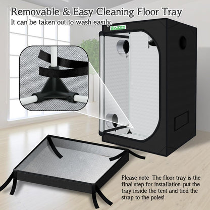 zazzy Grow Tent 3x3 FT, 36"x36"x72" Plant Tent Growing Tent High Reflective Mylar with Observation Window and Removable Floor Tray for Hydroponics Indoor Plant Growing