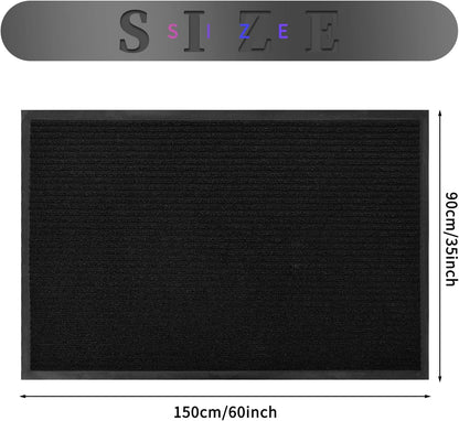 fani Heavy Duty Large Outdoor Indoor Entrance Doormat Waterproof Low Profile Entrance Rug Front Door Mat Patio Anti-Skid Rubber Back, 35x60 inch (Jet Black)