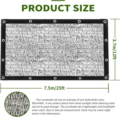 Shade Cloth-80% Aluminum Sunblock Neting,Durable Mesh Tarp with Grommets,Shade Cloth for Garden,Car, Outdoor Pergola,Greenhouse,Chicken Coop and Dog Kennel(Silver)