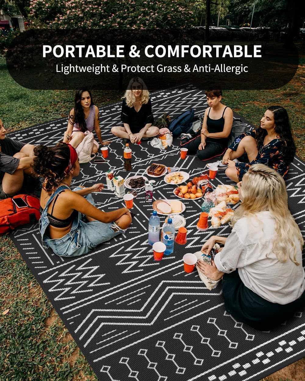COCOER Outdoor Rug Carpet Waterproof 9x12 ft Patio Rug Mat Indoor Outdoor Area Rug for RV Camping Picnic Reversible Lightweight Plastic Straw Outside Rug for Patio Decor Decoration