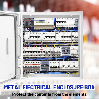 Outdoor Electrical Box 16 x 16 x 6''D NEMA 4X Enclosure Steel Box, Waterproof & Dustproof Outdoor/Indoor Lockable Electrical Junction Box, with Mounting Plate