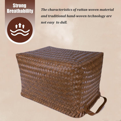 BROWNLILY Handwoven Clothes Basket Laundry Hampers Large Wicker Storage Baskets for Shelves Blankets Closet Storage Bins Car Bedroom Bathroom Organizers and Storage Bath (8, Brown)