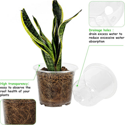 30 Pack 3.5/4/5/6/7 Inch Clear Nursery Pots with Drainage Holes, Transparent Plastic Pots for Plants, Reinforced Seed Starter Pots Flower Pots