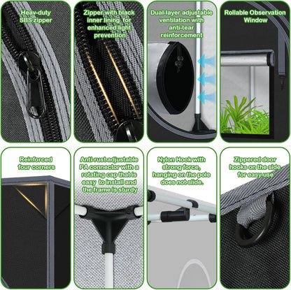 Grow Tent, 120"x60"x78" Hydroponic Mylar Grow Tent Reflective Garden Growing Dark Room with Observation Window, Removable Floor Tray for Indoor Plant Growing 10x5