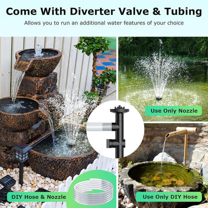POPOSOAP Solar Water Fountain Pump, 45W Solar Pond Pump Kit with 450GPH Flow Rate, PVC Tubing Solar Powered Water Pumps for Outdoor Fountains, Garden, Ponds, Pools, Fish Tank, Backyard