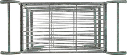 SAFAVIEH Outdoor Collection Noreen Victorian Scroll Antique Dark Green Wrought Iron 3-Tier Shelf