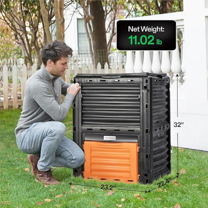 VIVOSUN Compost Bin 80Gallon (300L), Outdoor Composter W/Large Capacity & Easy Assembling, Compost Barrel for Fast Creation of Fertile Soil (Pack of 2)