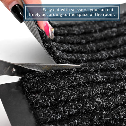Rubber Door Mat About W3' ×L16' Heavy Duty Large Outdoor Indoor Mat Durable Entrance Doormat Waterproof Rubber Back Rugs for Home Entryway Patio Porch Office Business Areas (Black)