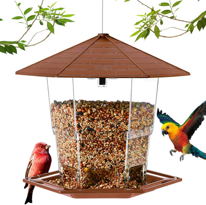 Bird Feeders for Outdoors Hanging Bird Feeder Wild Birds Seed, Brown 2 Pack