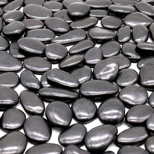 Black Rocks - Polished MD (1 to 2 Inch), 10 lbs Decorative for Gardens, Landscaping, Succulents & Pots