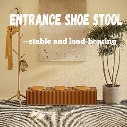 Foldable Kraft Paper Stool, Honeycomb Accordion Folding Bench, Collapsible Paper Stool for Small Spaces, Portable Footrest and Side Table for Living Room and Office,Brown-44×31×300cm