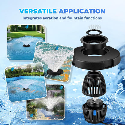 Poafamx Pond Fountain Aerator, 5000GPH Floating Fountain Pump for Large Pond, 33FT Power Cord Pond Aerator with Mooring Kit and Outlet Timer 110V for Pond Pool Lake Aquascape Oxygenation