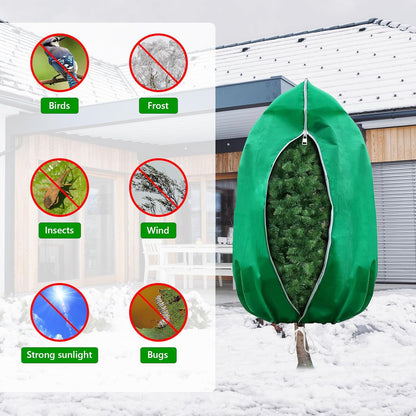 Plant Covers Freeze Protection – 2 Pack 95"x95" Extra Large Frost Blankets for Outdoor Plants, 2.8oz/yd² Heavy-Duty Tree Covers with Zipper & Drawstring – Reusable Winter Plant Freeze Cloth