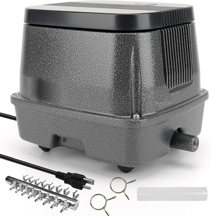 AquaMiracle Linear Air Pump ZP-40/ZP-60/ZP-100/ZP-200 for Pond Aeration, 635/950/1600/4000GPH Septic Air Pump Pond Aerators for Outdoor Ponds, Waste Treatment, Aquarium, Fish Farm, Seafood Restaurant