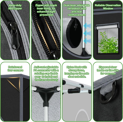 Grow Tent 60"x60"x78" Growing Tents for Indoor Plant 600D Mylar Hydroponic High Reflective Grow Tent for Plant Fruit Flower Veg Growing 5x5