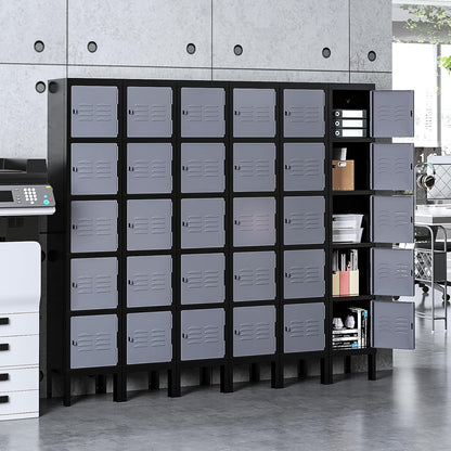 Yizosh Metal Lockers for Employees with Lock, Employees Locker Storage Cabinet with 5 Doors, Tall Steel Storage Locker for Gym, School, Office (Gray Black, 5 Door)