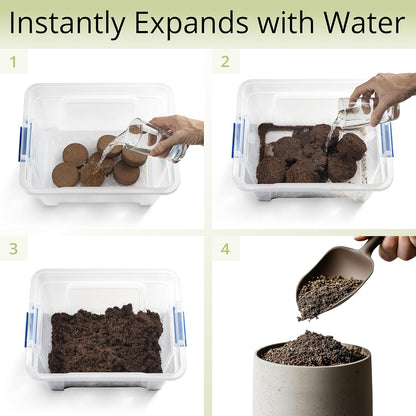 Coconut Coir Potting Soil for Indoor Plants - Expands to 7 Quart (15 lb) | Bonsai Soil Discs Perfect for General Houseplants, Herbs, and Bonsai Trees - Expands with Water