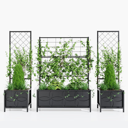 Zhongma Sturdy Raised Garden Bed with Trellis (15.75 x 35.43 x 48.8 in) for Vegetables Flower, Planter Box for Backyard Patio Balcony