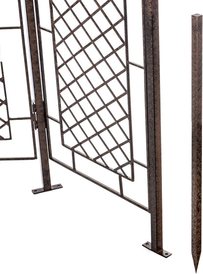 H Potter Large Garden Trellis for Climbing Plants Wrought Iron Metal 3 Panel Ivy Garden Privacy Screen Patio Deck GAR573L