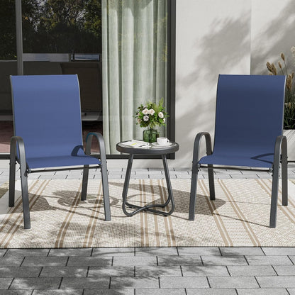 UDPATIO Patio Chairs Set of 2, Stackable Outdoor Dining Chairs with High Back, Breathable Textilene Fabric Outdoor Chair All Weather, 350LBS Capacity for Garden, Backyard (Blue)