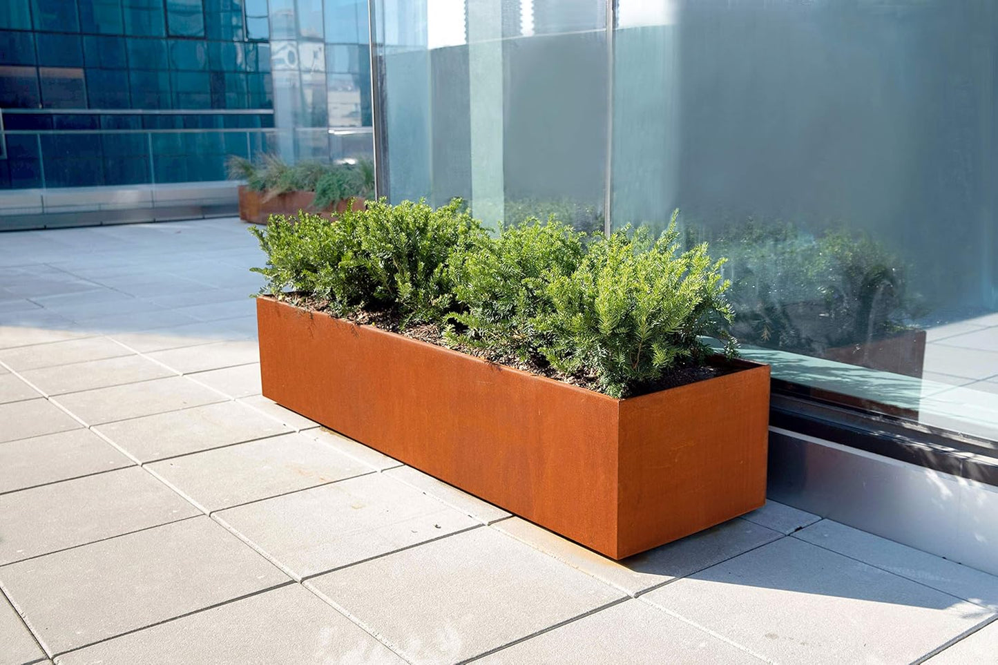 Large Rectangular Planters for Outdoor Plants | 96x18x36 Corten Steel Planter for Privacy & Patios | Extra Large Outdoor Planter Box | Heavy-Duty 11-Gauge Steel, Fully Assembled