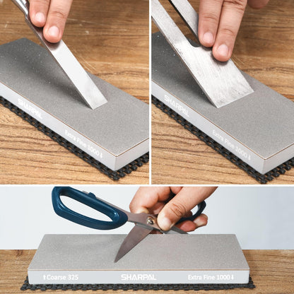SHARPAL 168H Large 8" x 3" Dual-Grit Diamond Sharpening Stone – Coarse 325 & Extra-Fine 1000 Grit Monocrystalline Diamond Whetstone, Professional Knife Sharpener with Anti-Slip Pad and Angle Guide