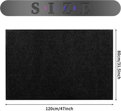 fani Heavy Duty Large Outdoor Indoor Entrance Black Doormat Waterproof Low Profile Entrance Rug Front Door Mat Patio Anti-Skid Rubber Back, 31x47 inch (Black)