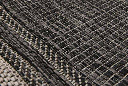 Unique Loom Outdoor Border Collection Area Rug - Soft Border (2' x 6' 1" Runner, Black/ Ivory)