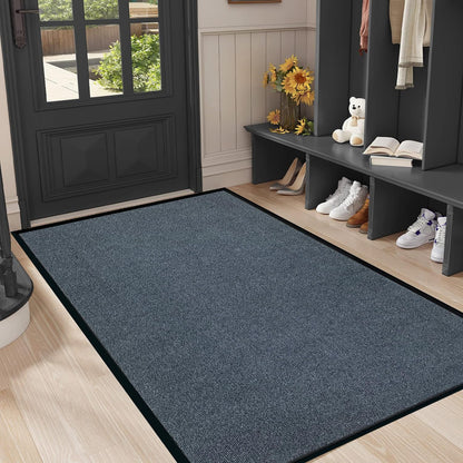 Commercial Grade Entrance Mat 3x5Ft Brush Step Entrance Rug with Striped Pattern&Rubber Border Indoor Outdoor Low Profile Rubber Entry Carpet Mat for Hallway,Home,High Traffic Area