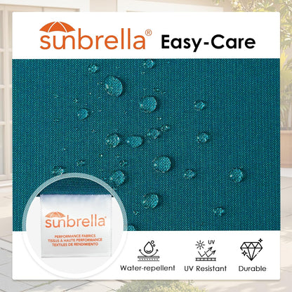 Outdoor Sunbrella Square Corner Seat Cushion, 19"x19"x3", Set of 4, Non Slip Seat Cushion Pads with Removable Cover for Patio Furniture, Garden Yard Lawn, Spectrum Peacock