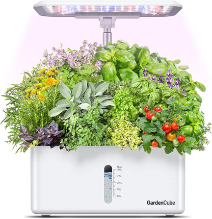 Hydroponics Growing System Garden: 8 Pods Indoor Herb Garden with Grow Light Plants Germination Kit Quiet Automatic Hydroponic Height Adjustable - Gardening Gifts for Women Kitchen White