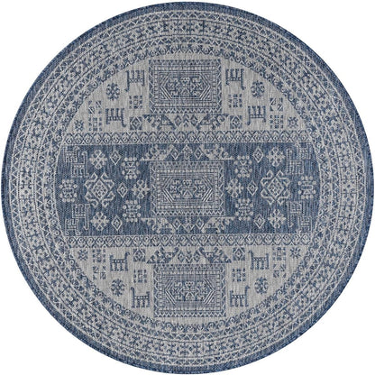 Keen Home Design Terrace Outdoor Round Rug - 8ft Round Washable Indoor/Outdoor Rug for Patio, Kitchen, Balcony, Beach, Garden, Deck and Porch, Size: 7'7" Round