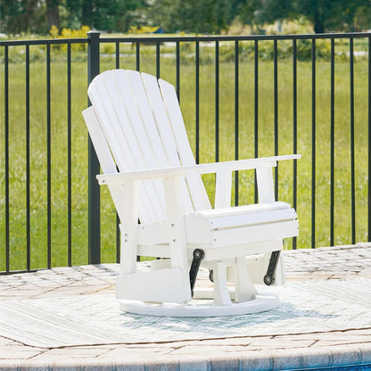 Signature Design by Ashley Hyland Wave Casual Weather Resistant HDPE Outdoor Swivel Glider Chair, White